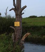 Danger of death sign at side of river